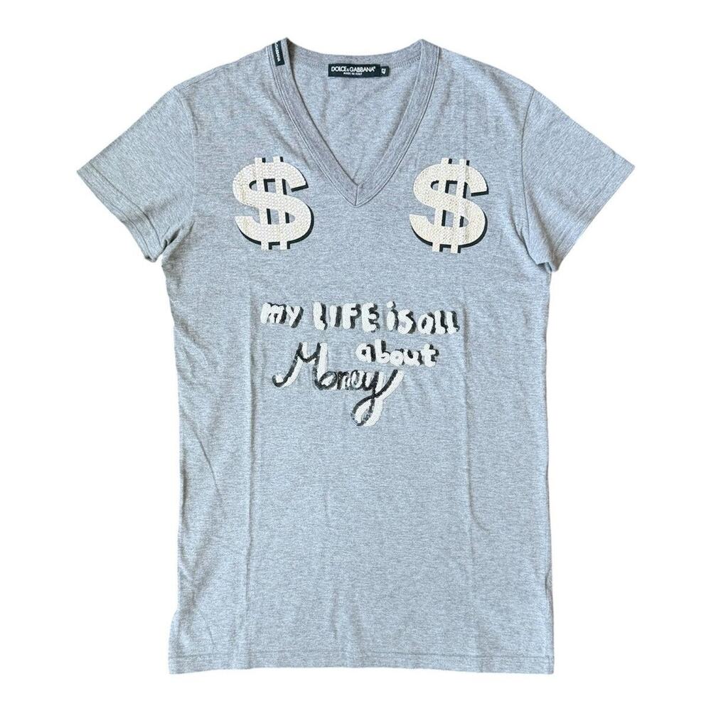 Dolce & Gabbana My Life Is All About Money VNeck TShirt